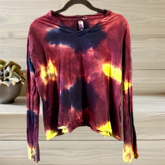 GILDA MIDANI Rare Cotton Artistic Tie Dye Long Sleeves TEE Women’s SZ XS 1 of 1 - Picture 2 of 6